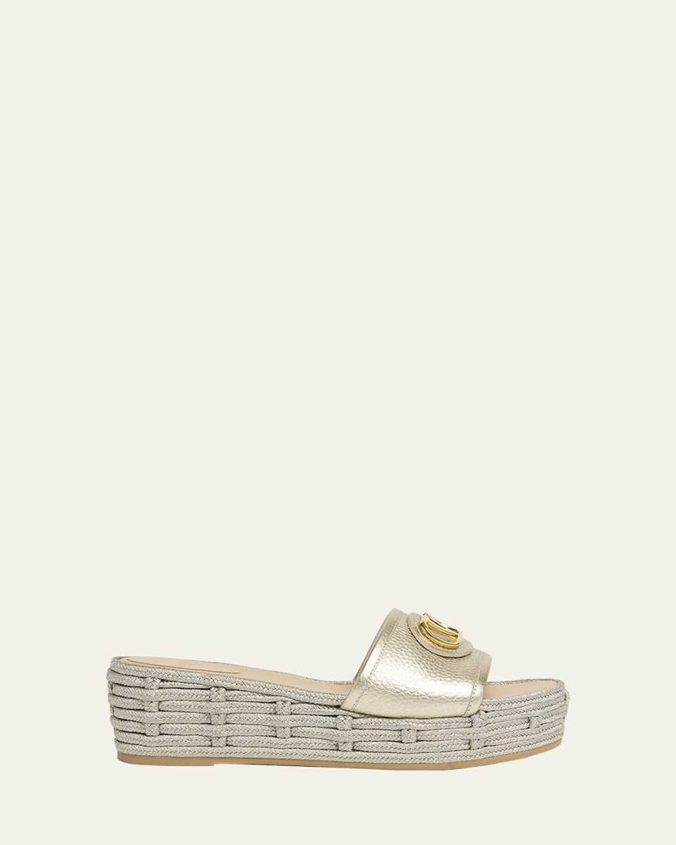 VLogo Metallic Medallion Platform Espadrilles